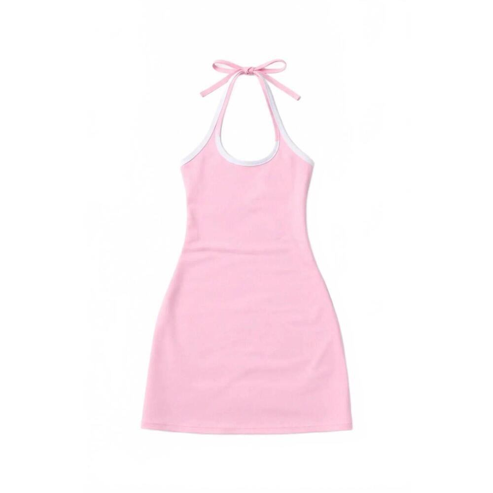 NEW THEME girls mackenzie halter mini dress in pastel pink
